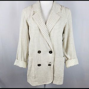 Cartonnier blazer cream and blue striped medium Anthropologie